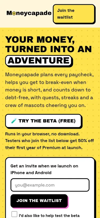 Moneycapade on a phone