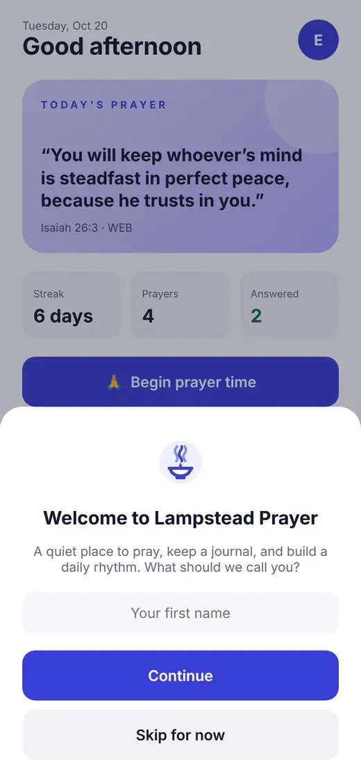 Lampstead Prayer on a phone