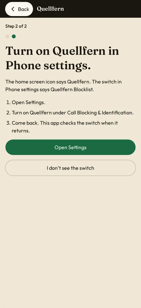 Quellfern enable blocking