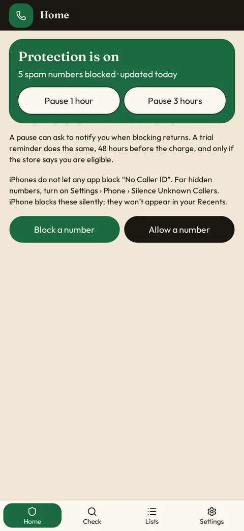 Quellfern home screen